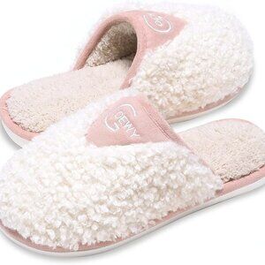 Cozy Fuzzy Slippers for Women Indoor and Outdoor Non Slip Memory Foam House Shoe
